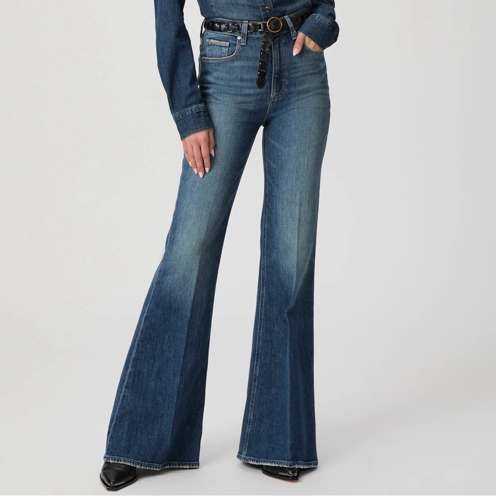 NWOT paige charlie flared jeans 31 in dark denim